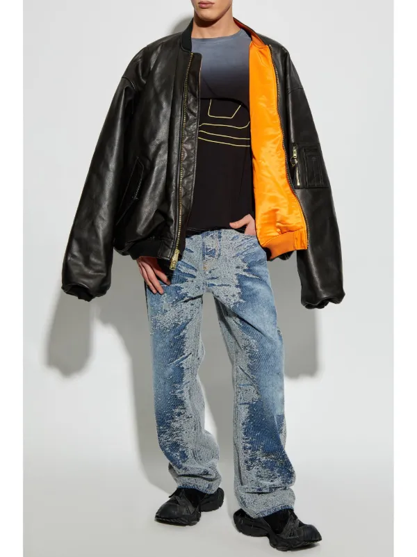 DIESEL 2001 DーMACROブラックデニム 28 Men's Relaxed Jeans | Black/Dark grey | Diesel 2001 D-Macro