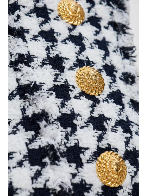 【関税込み】Balmain ブルー ラップ ミニドレス Balmain ツイード ミニドレス | ブルー | FARFETCH JP