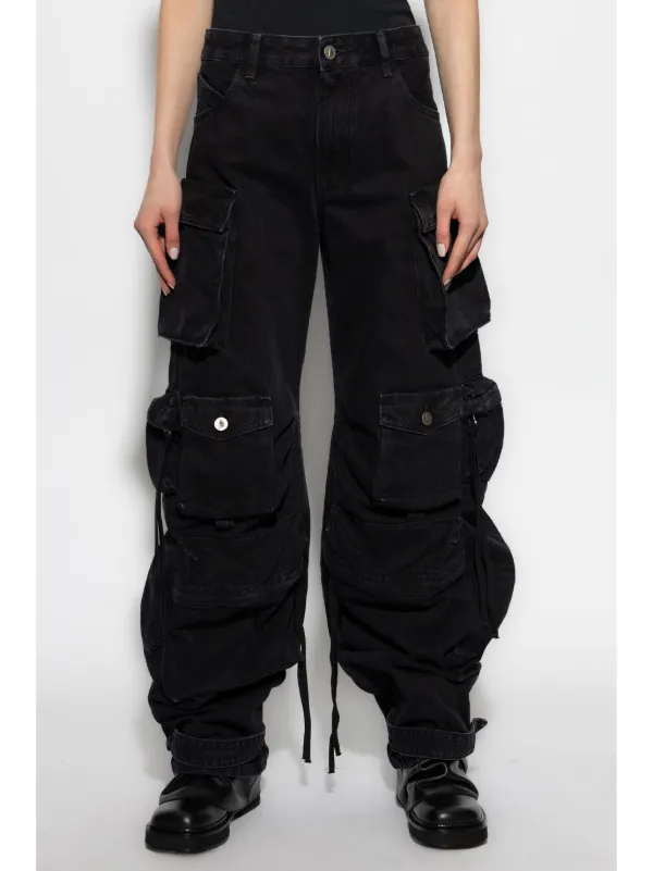デニム・ジーパン THE ATTICO Women Denim Pants 24A241WCP113D066 100 Black Studded convertible low-rise straight jeans in black - The