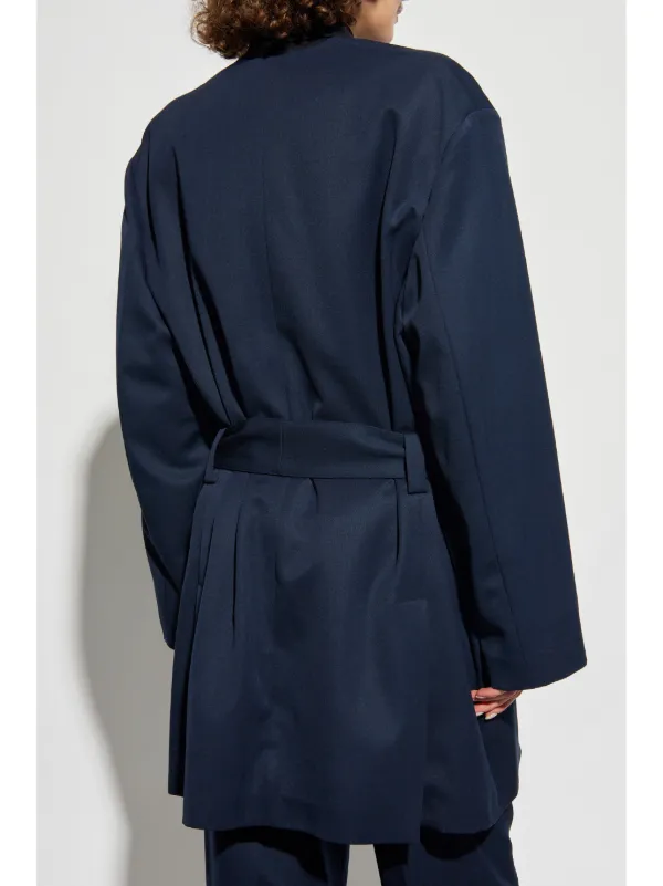 The Attico Belted Jacket | Blue | FARFETCH IN