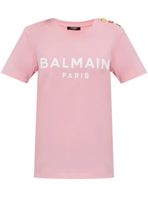 T-shirt en coton à logo imprimé - Balmain - Modalova