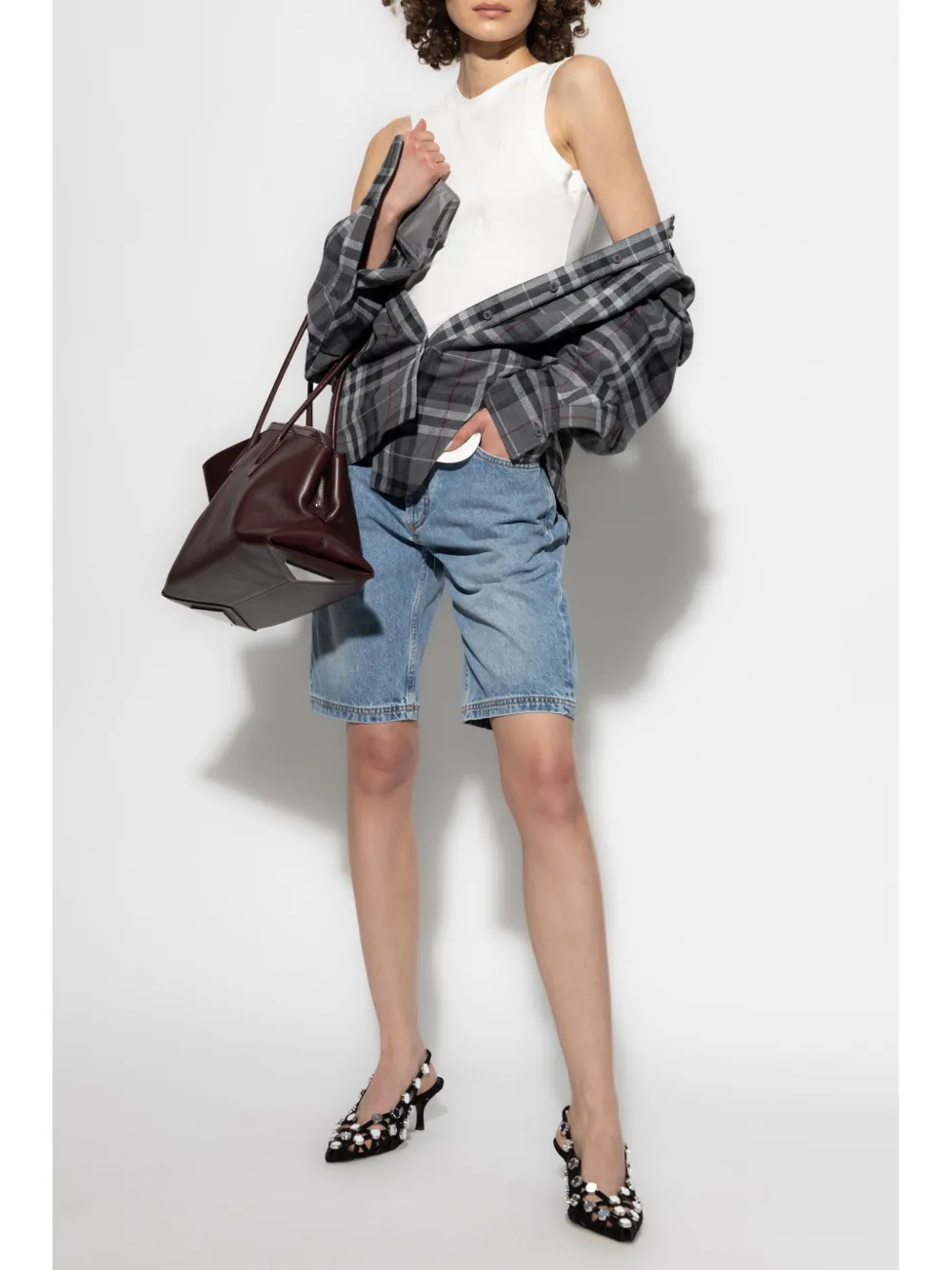 The Attico Geruit blouse - Grijs