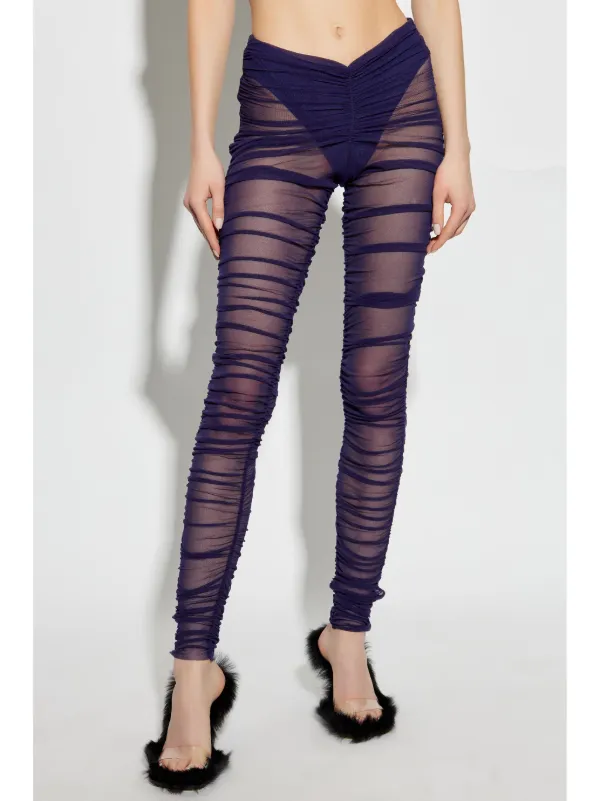 The Attico Ruched Leggings Blue FARFETCH UZ