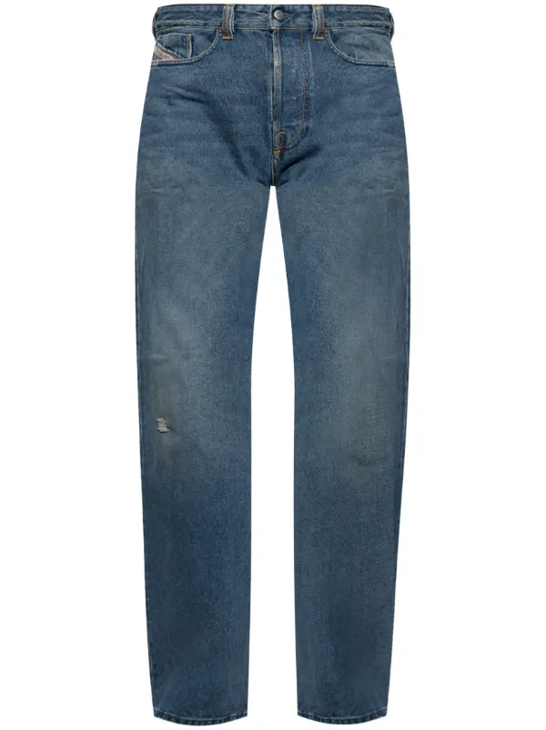 DIESEL ブルー デニムジーンズ DIESEL 「DIESEL」 ダメージ加工デニムパンツ - ブルー メンズ