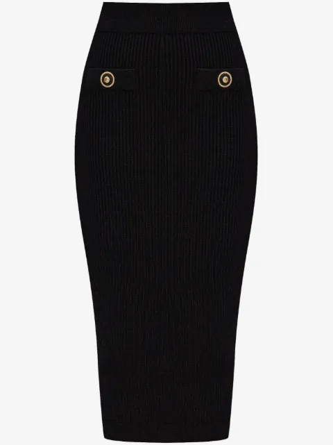 Balmain falda midi tejida de canalé