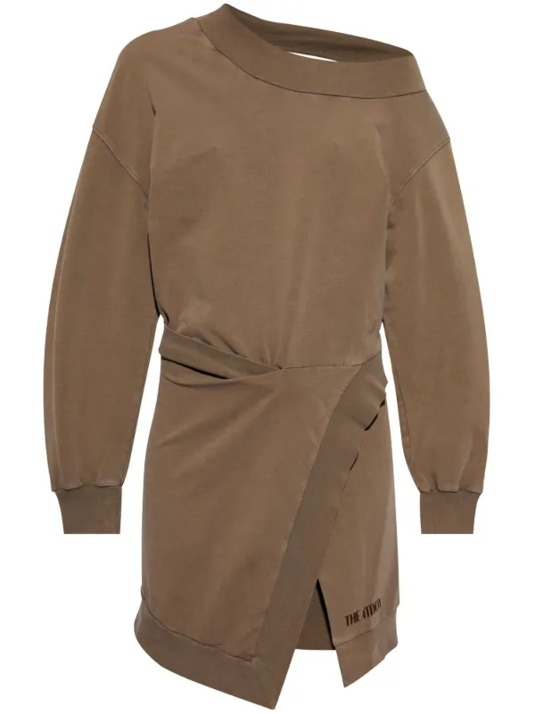 brown applique dress Buy Wardrobe Brown Striped Wrap-Style Dress from Westside main image 1