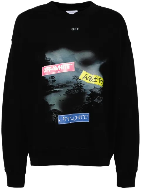 Off-White type sticker skate sweatshirt
