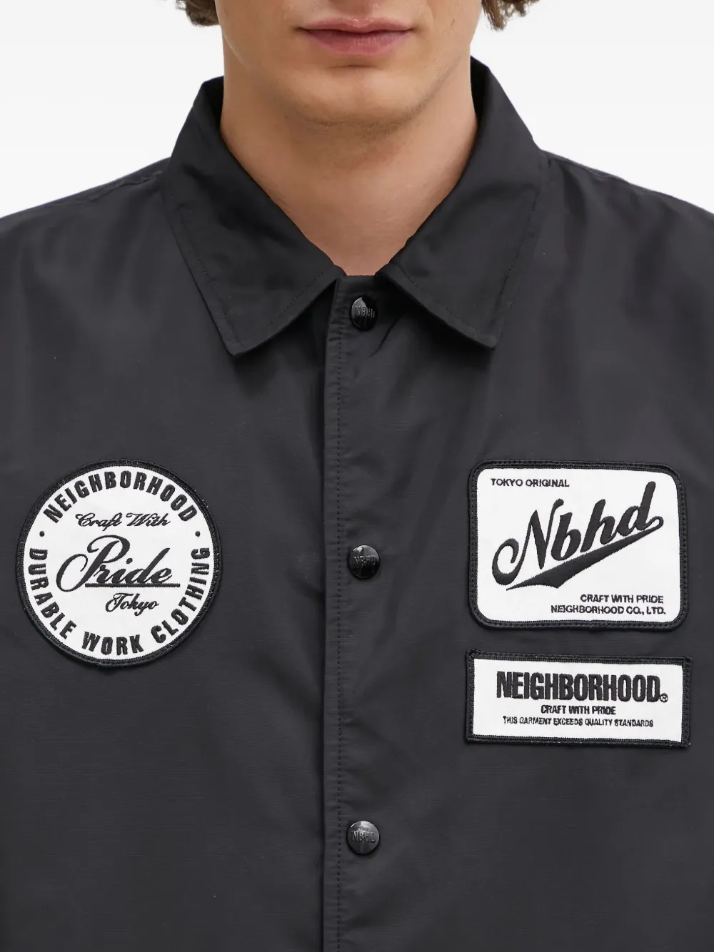 Neighborhood logo-patch coach jacket Zwart