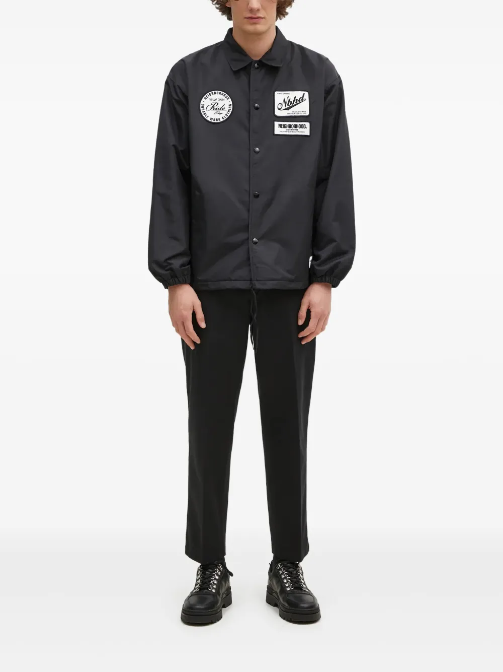 Neighborhood logo-patch coach jacket Zwart