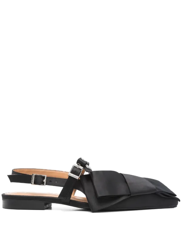 Ganni Big Bow Slingback Ballerinas in Black