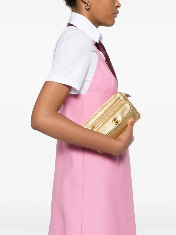 CHANEL Pre-Owned 1996-1997 CC turn-lock Clutch Bag | Gold | FARFETCH