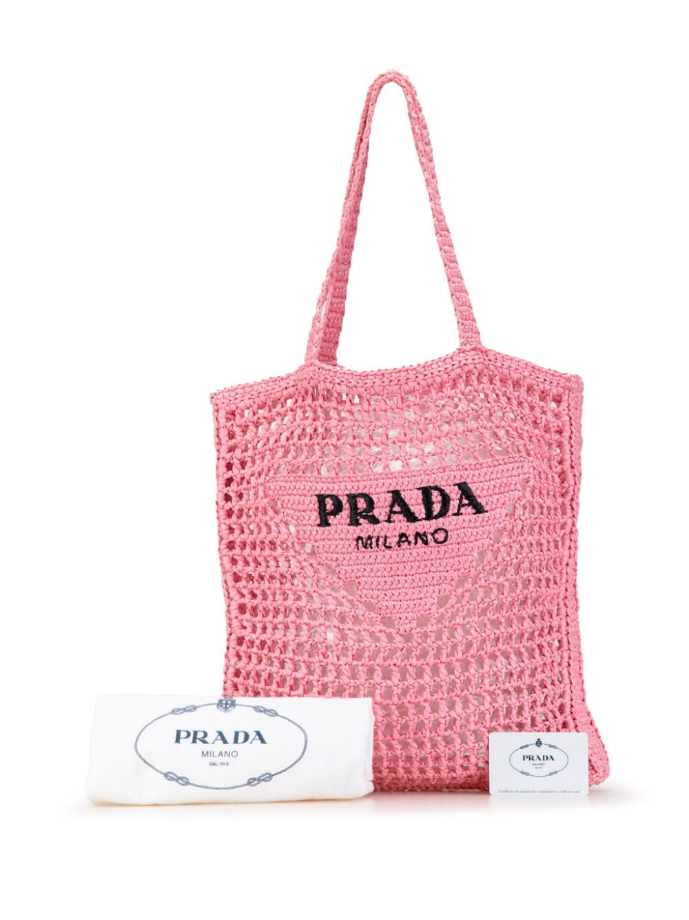 Prada Pre-Owned 2022-2024 Crochet Raffia Logo tote bag - Roze