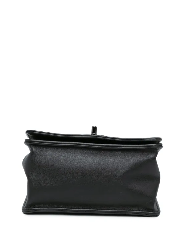 CHANEL 美品 ブラック カーフスキン フラップ ミニショルダー CHANEL Pre-Owned 2021-2023 キルティング カーフスキン