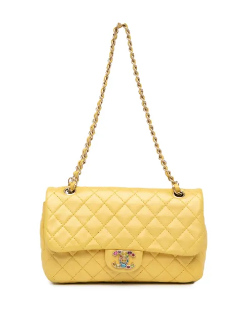 HOT SALE CHANEL 2010-2011 Medium Quilted Metallic Lambskin Precious Jewel Single Flap shoulder bag Women