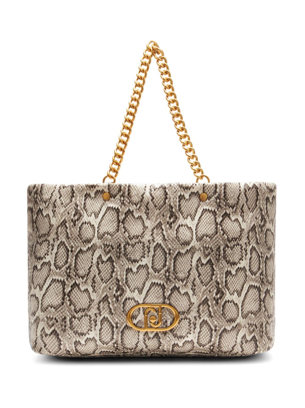 snakeskin-effect tote bag