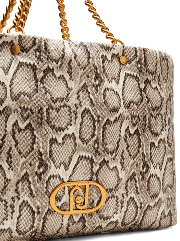 LIU JO Borsa Tote Con Effetto Pelle Di Serpente Toni Neutri