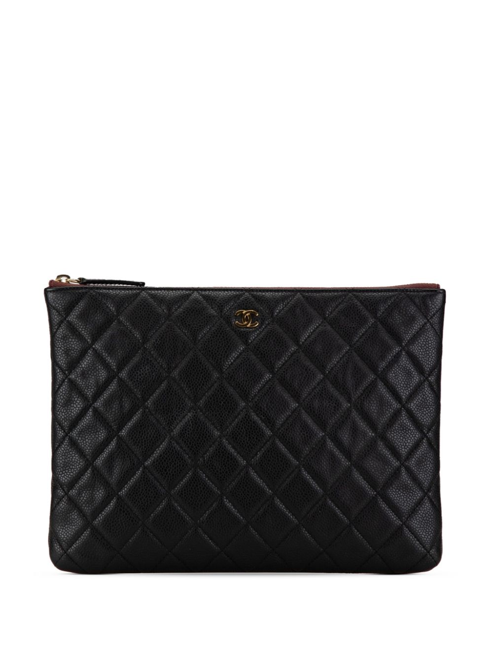 CHANEL Pre-Owned 2015-2016 Medium Quilted Caviar O Case clutch bag – Black