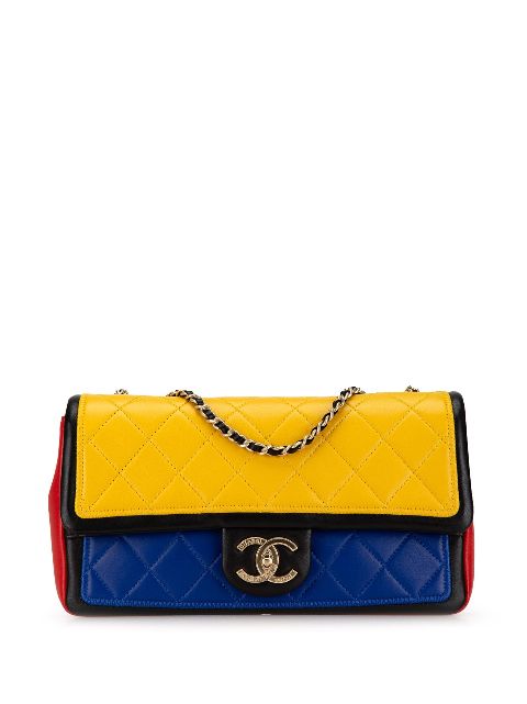 Affordable HOT SALE CHANEL 2013-2014 Medium Tricolor Lambskin Graphic Flap shoulder bag Women