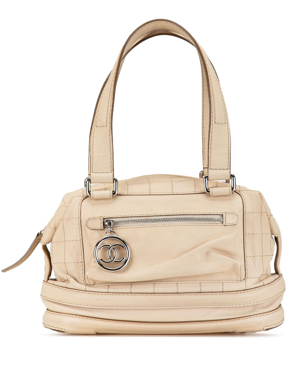 Affordable HOT SALE CHANEL 2006-2008 Goatskin Square Stitch Essential Bowler handbag Women