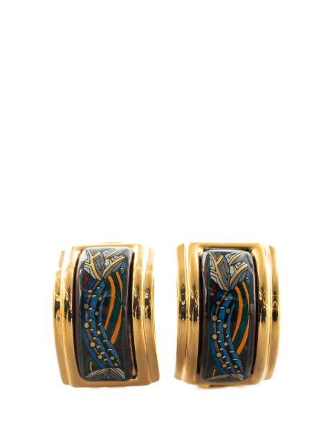 Hermes 20th Century Enamel Cloisonne Clip On costume earrings Women