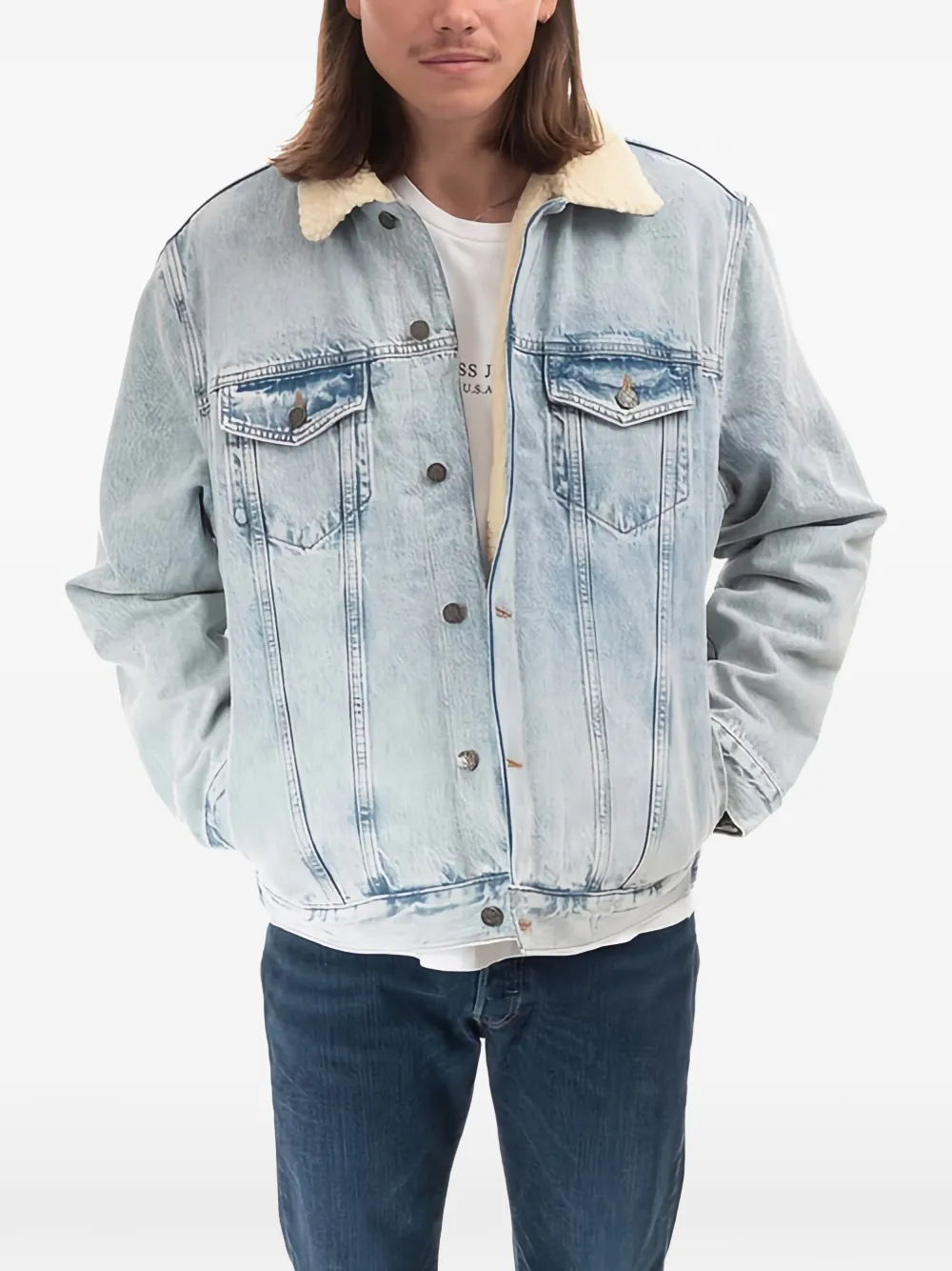 GUESS USA sherpa denim jacket - Blu