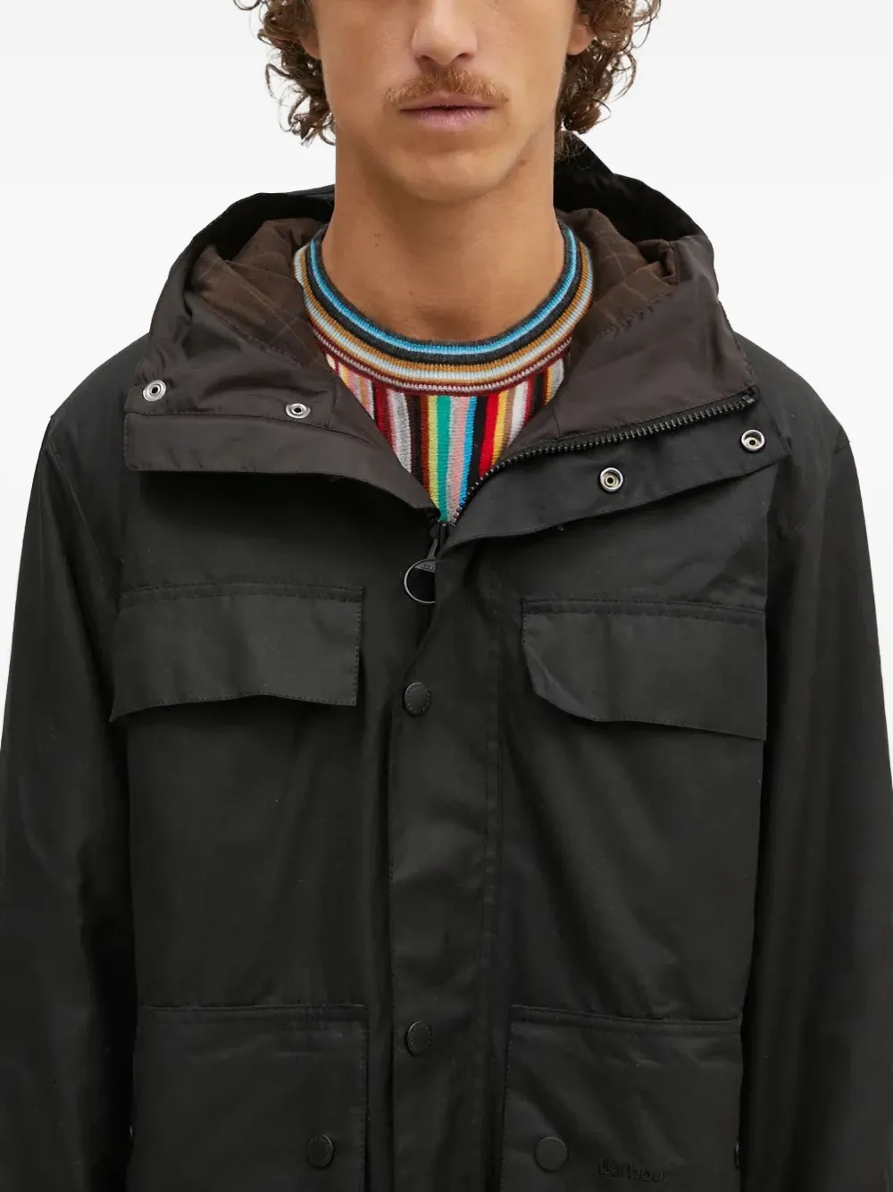 Barbour Jack met capuchon en zak Zwart