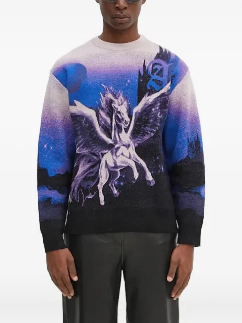 Aries Suéter decote careca com estampa pegasus