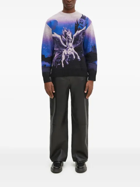 Aries pegasus-print crew-neck sweater