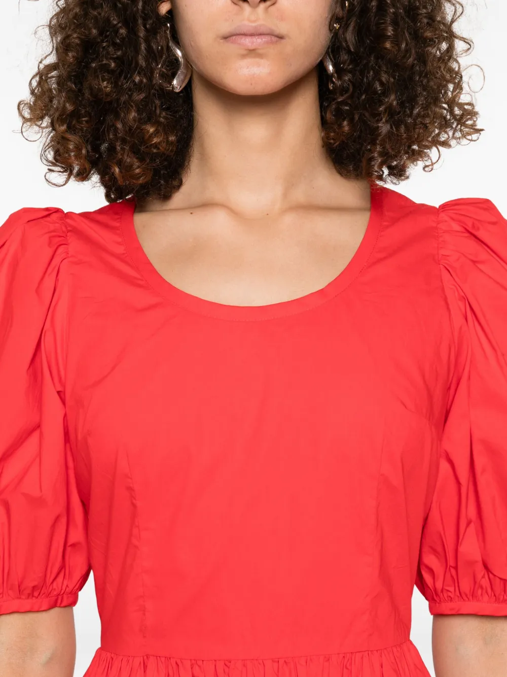 Hai Katoenen jurk met pofmouwen Rood