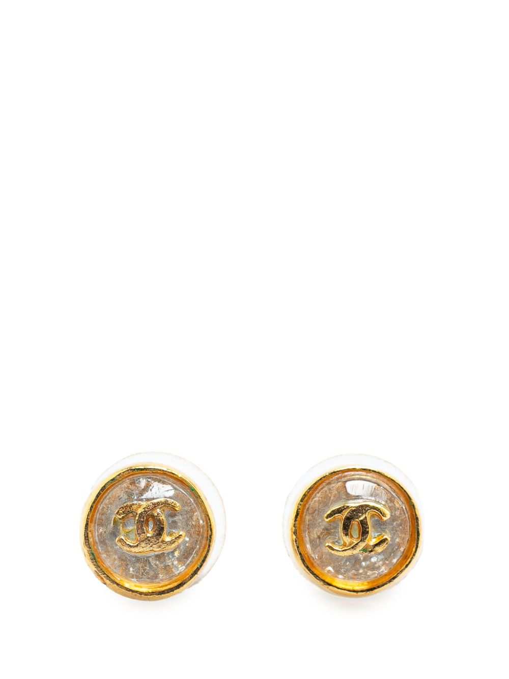 1999 Mini Gold Plated And Resin CC Push Back costume earrings