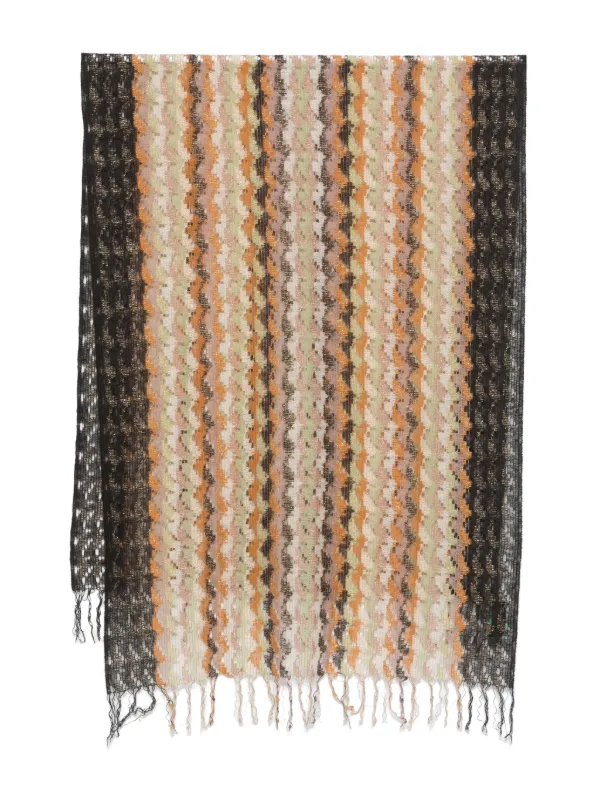 Missoni Pre-owned 2000s Chevron-knit Scarf in Brown