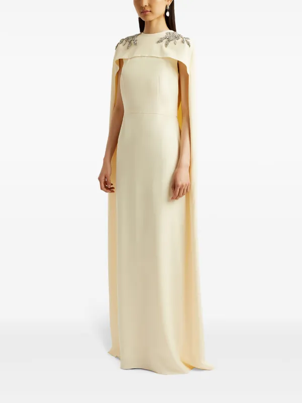 ERDEM cape-detail Gown | Neutrals | FARFETCH