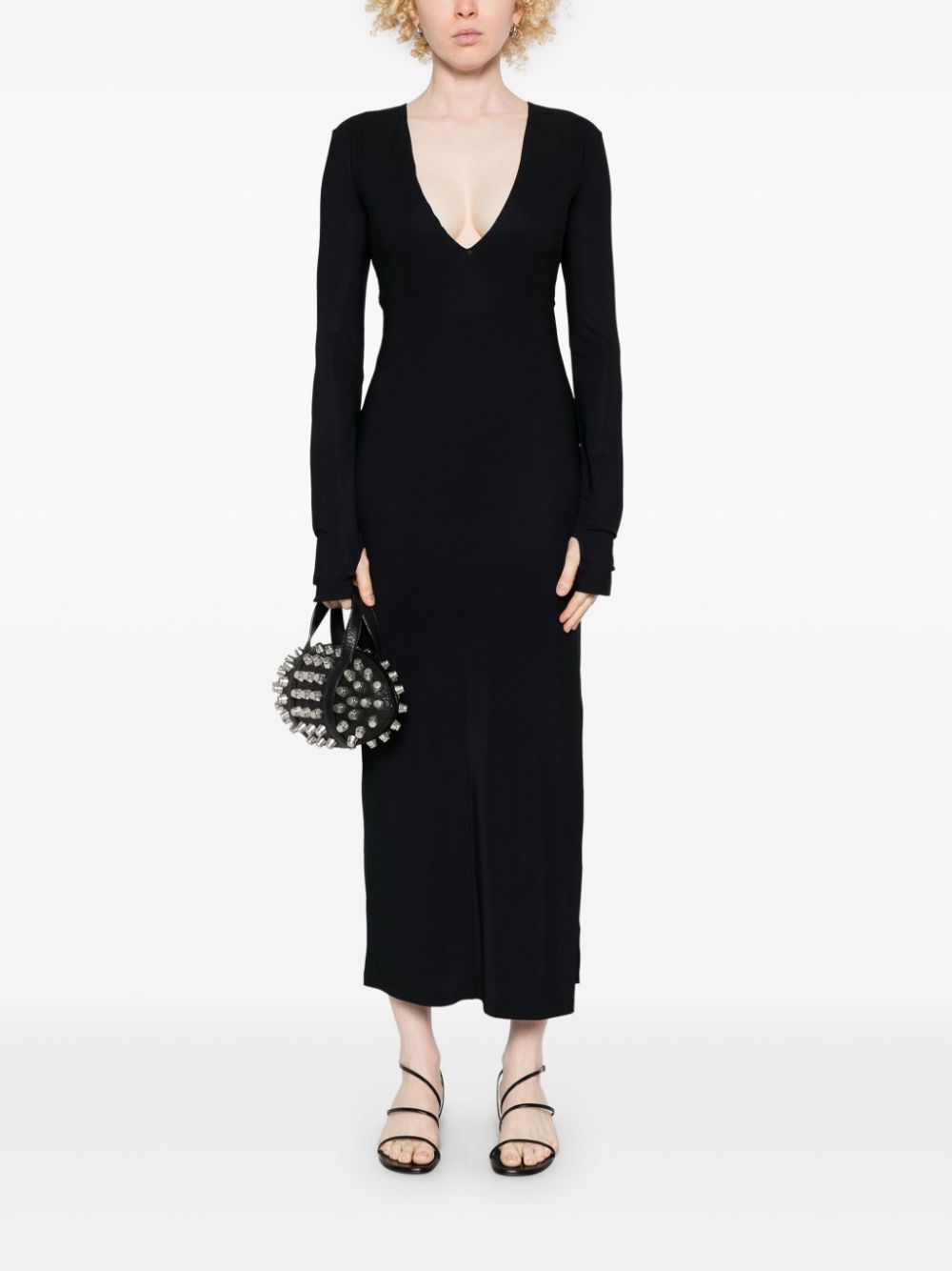 MM6 Maison Margiela Maxi-jurk met V-hals - Zwart