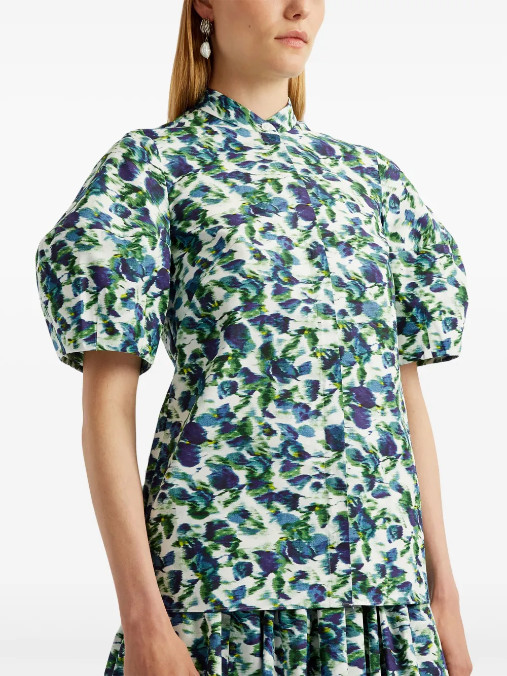 ERDEM Blouse van katoen en popeline Groen