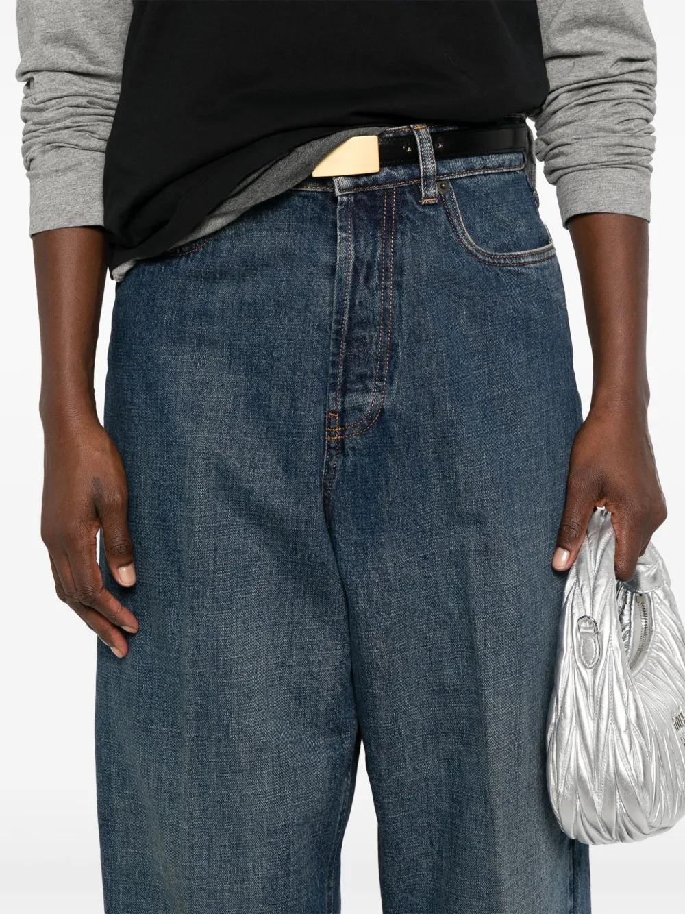 Miu Jeans met toelopende pijpen Blauw