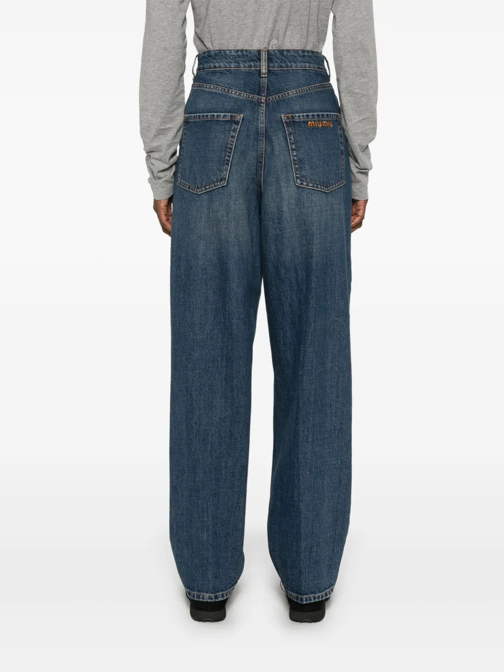 Miu Jeans met toelopende pijpen Blauw