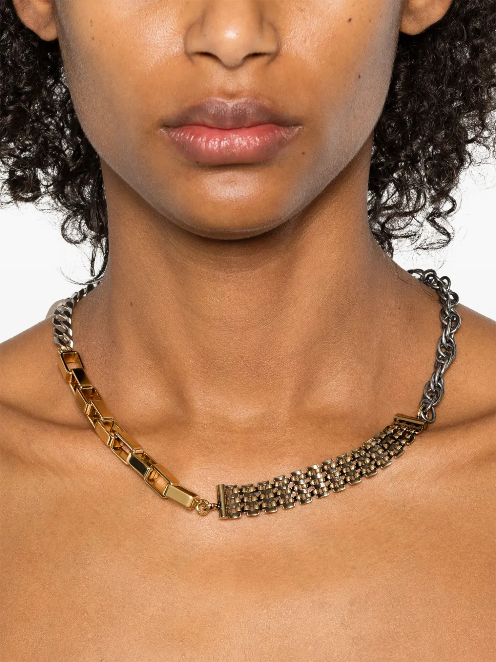 MM6 Maison Margiela Halsketting met colourblocking - Zilver