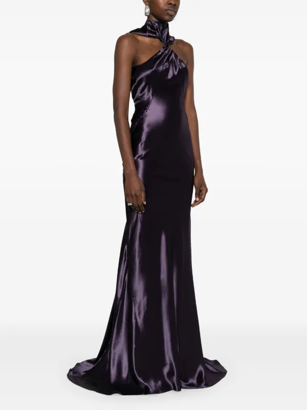 THE ATTICO サイズ40(9号)バックオープン パープル ロングドレス The Attico Satin Maxi Dress | Purple | FARFETCH