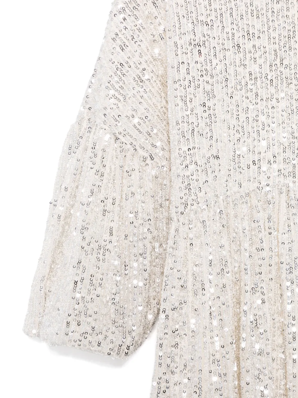 Andorine Jurk met pofmouwen en pailletten Beige