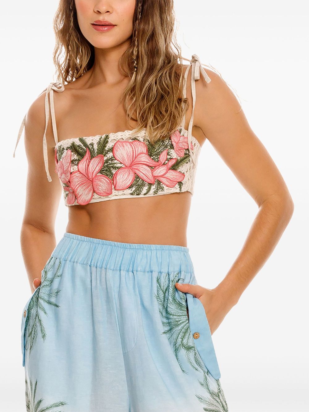 Agua Bendita Ventura Dulce cropped top - Wit