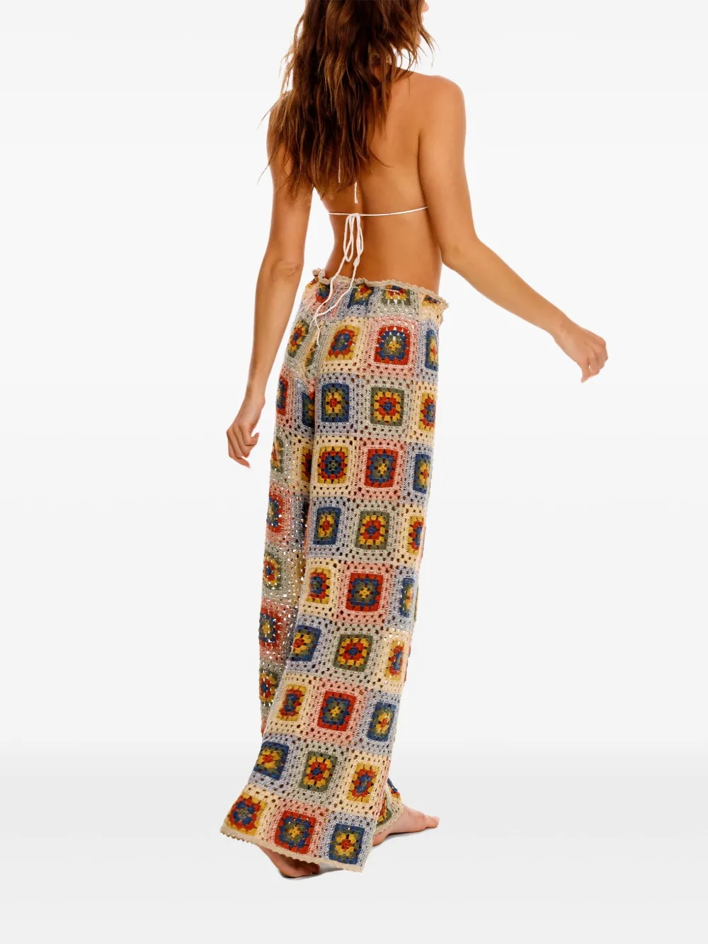 Agua Bendita Roots Harvest Crochet Cover-up Pants In Neutrals