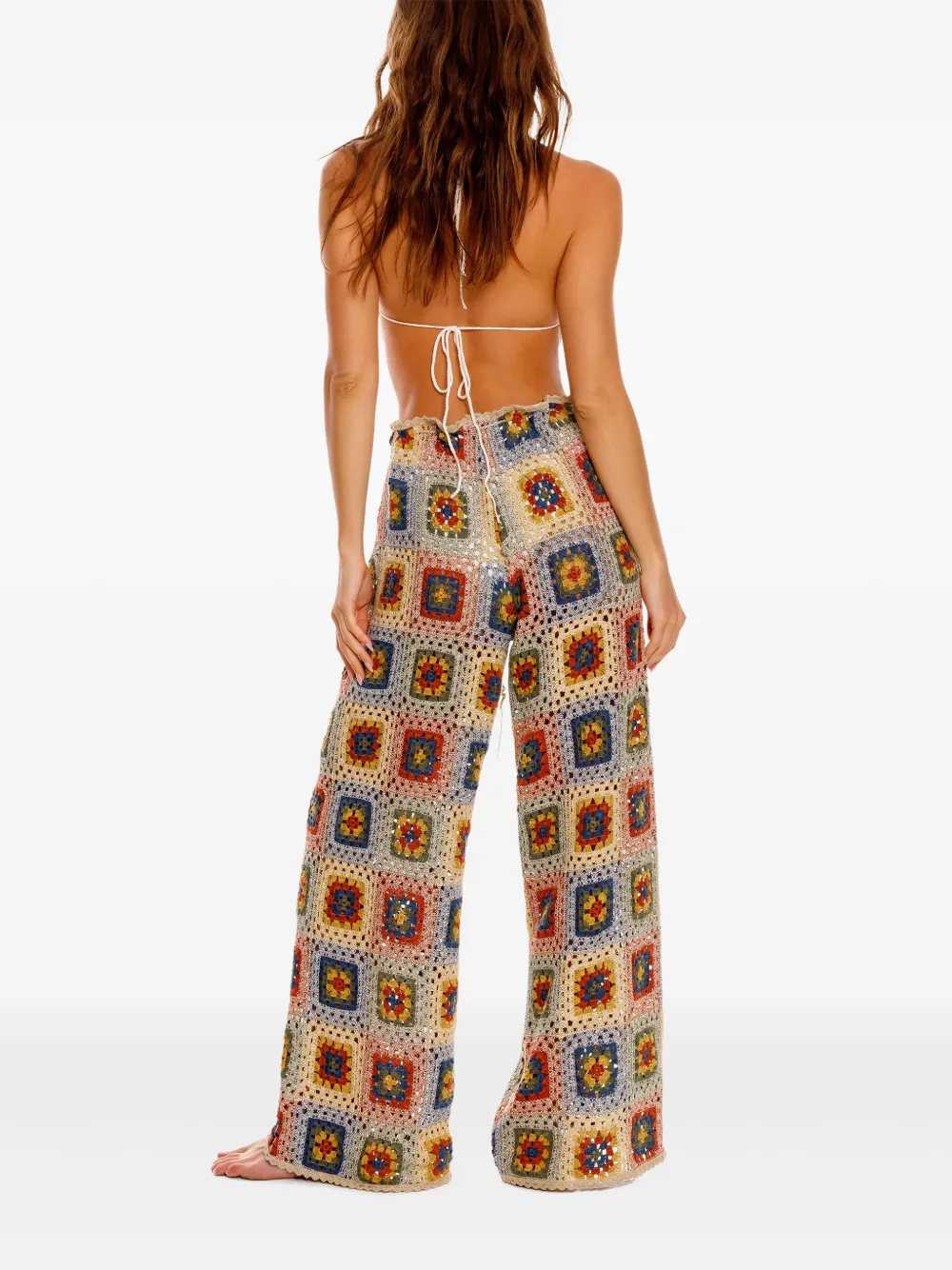 Agua Bendita Roots Harvest Crochet Cover-up Pants In Neutrals