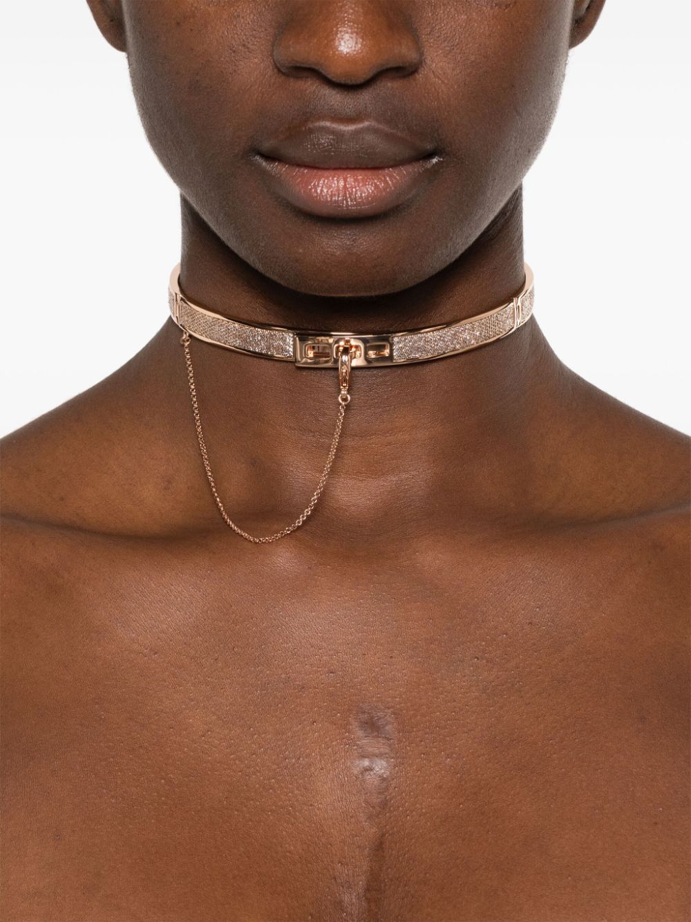 Eddie Borgo 12K rose gold Pavé Safety Chain choker - Goud