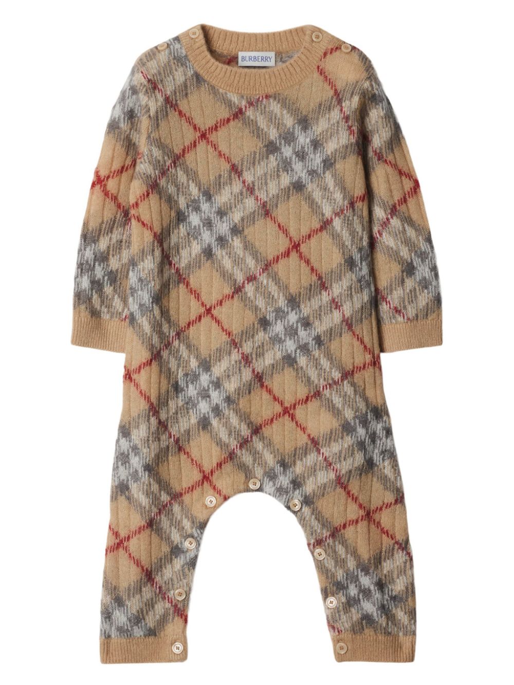 Burberry Babies' Checkered Romper In Brown