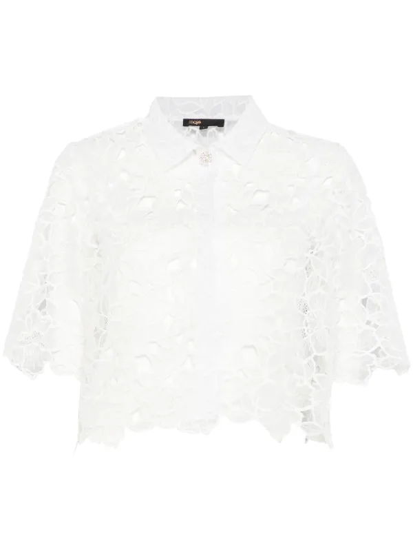 Maje floral-lace Shirt | White | FARFETCH