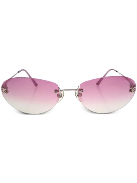 CHANEL 1990-2000s oval-frame sunglasses Women