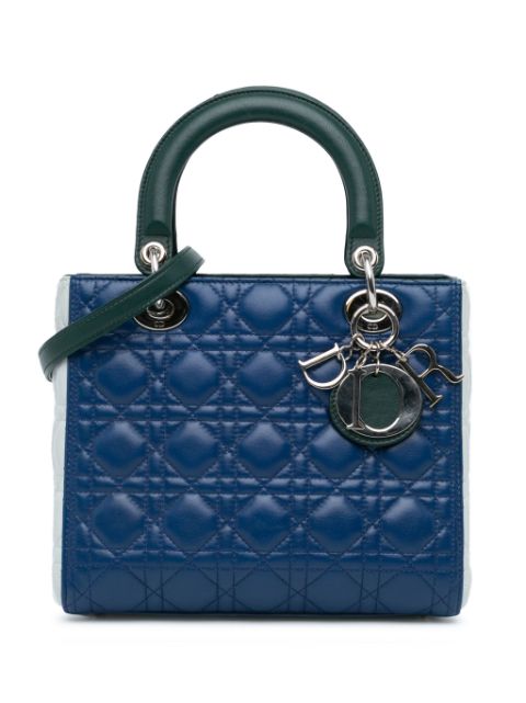 Christian Dior 2015 Medium Tricolor Lambskin Cannage Lady Dior satchel Women