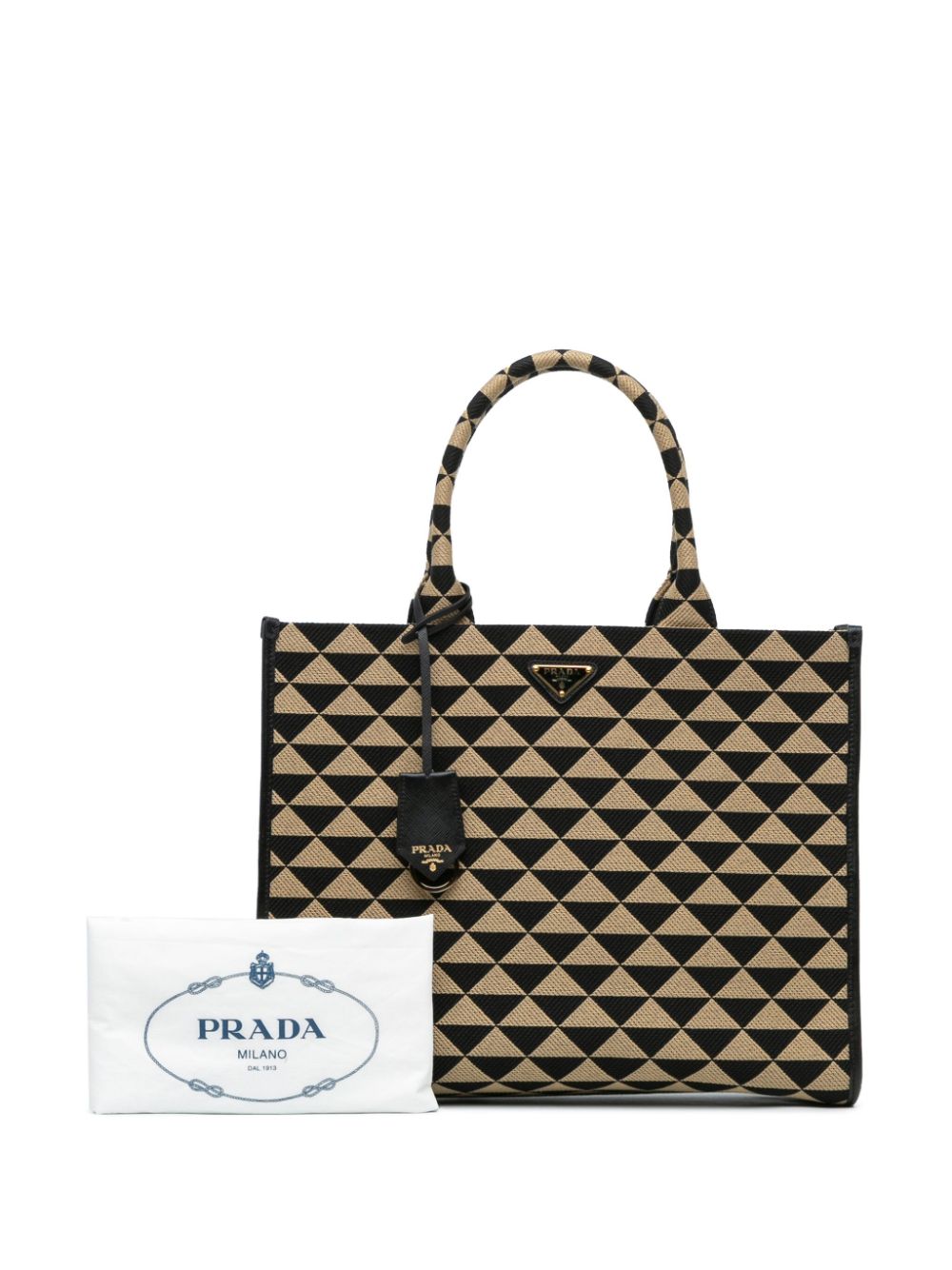 Prada Pre-Owned 2013-2023 Large Triangolo Jacquard Symbole tote bag - Bruin