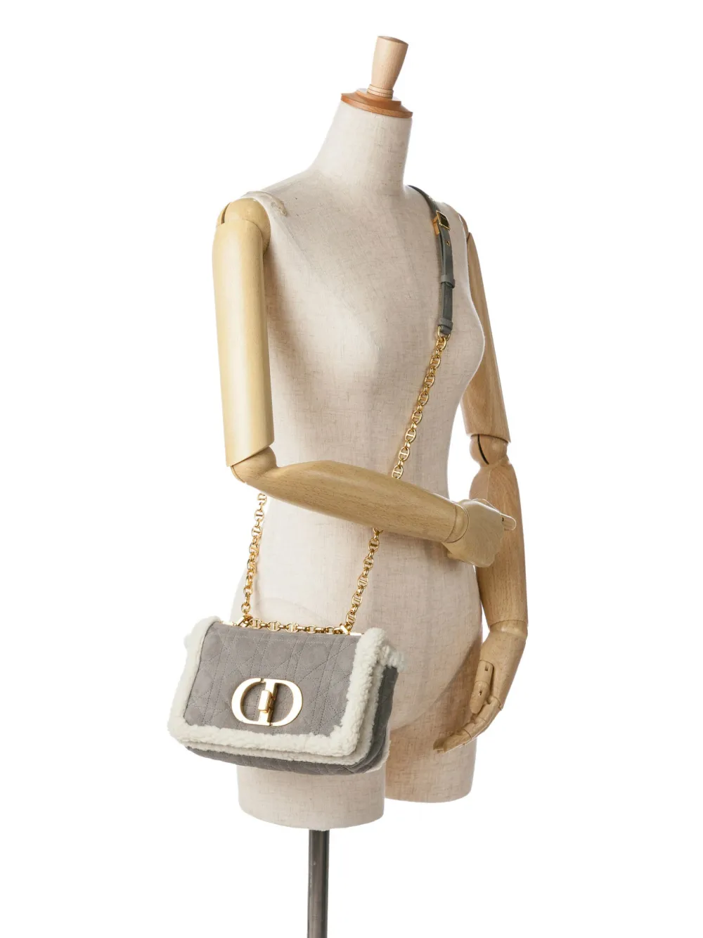 Affordable Christian Dior Pre-Owned 2020 Small Shearling Suede Cannage Caro crossbody bag WOMEN