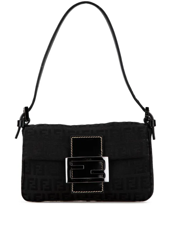 Fendi Pre Owned 2000 2010 Mini Zucchino Canvas Baguette Shoulder Bag Black FARFETCH IE